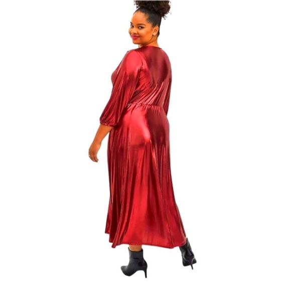 TORRID Plus Size New Red Liquid Knit Holiday Maxi Dress - Picture 12 of 16